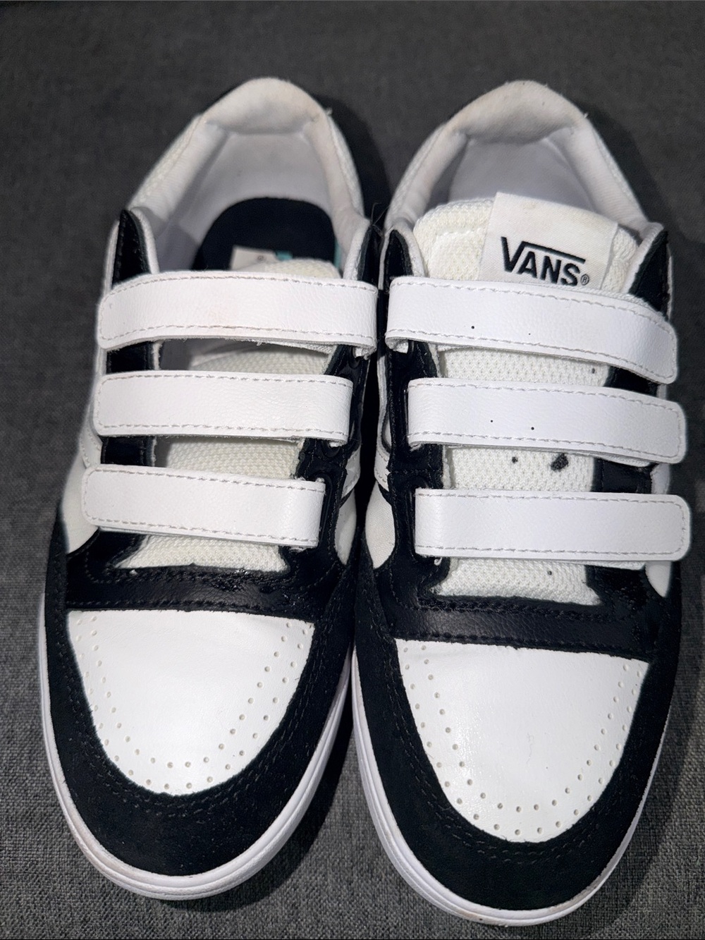 Vans Black and White Triple-Strap Athletic Sneakers